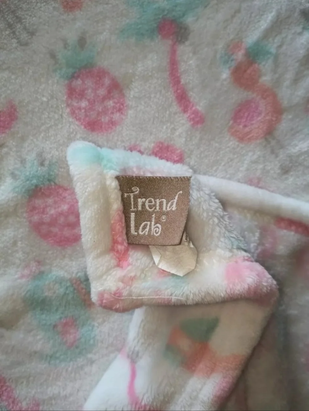 Trend Lab Tropical White Pink Soft Fleece Baby Blanket with Birds And Flowers
